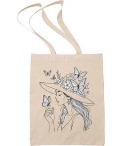 Tote-bag-femme-au-chapeau-poétique-avec-papillon-image-principale