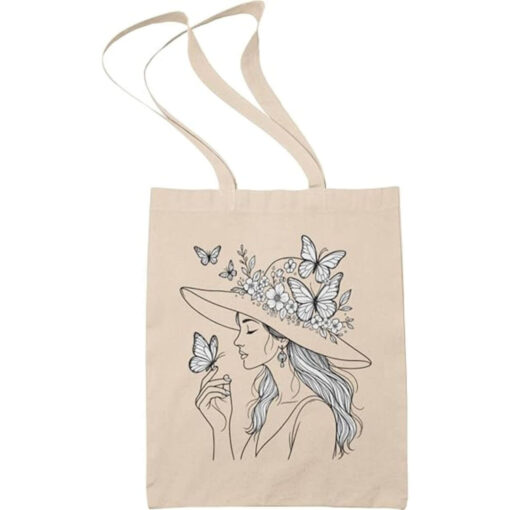 Tote-bag-femme-au-chapeau-poétique-avec-papillon-image-principale